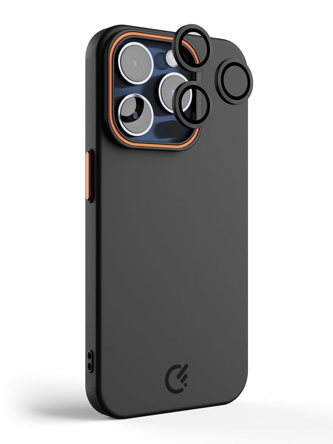 Solid Shade Snap Hard Case with Lens Guard & Stand - iPhone 15 Pro (Black)