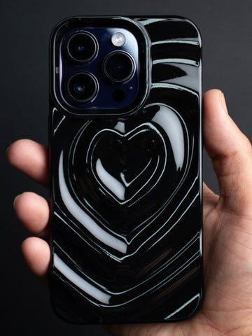 Shimmering Hearts Flexible Case - iPhone 14 Pro (Black)