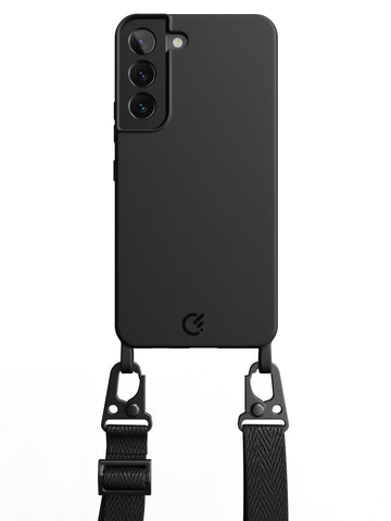 Silicon Crossbody Sling Case - Galaxy S22 (Black - Lanyard)