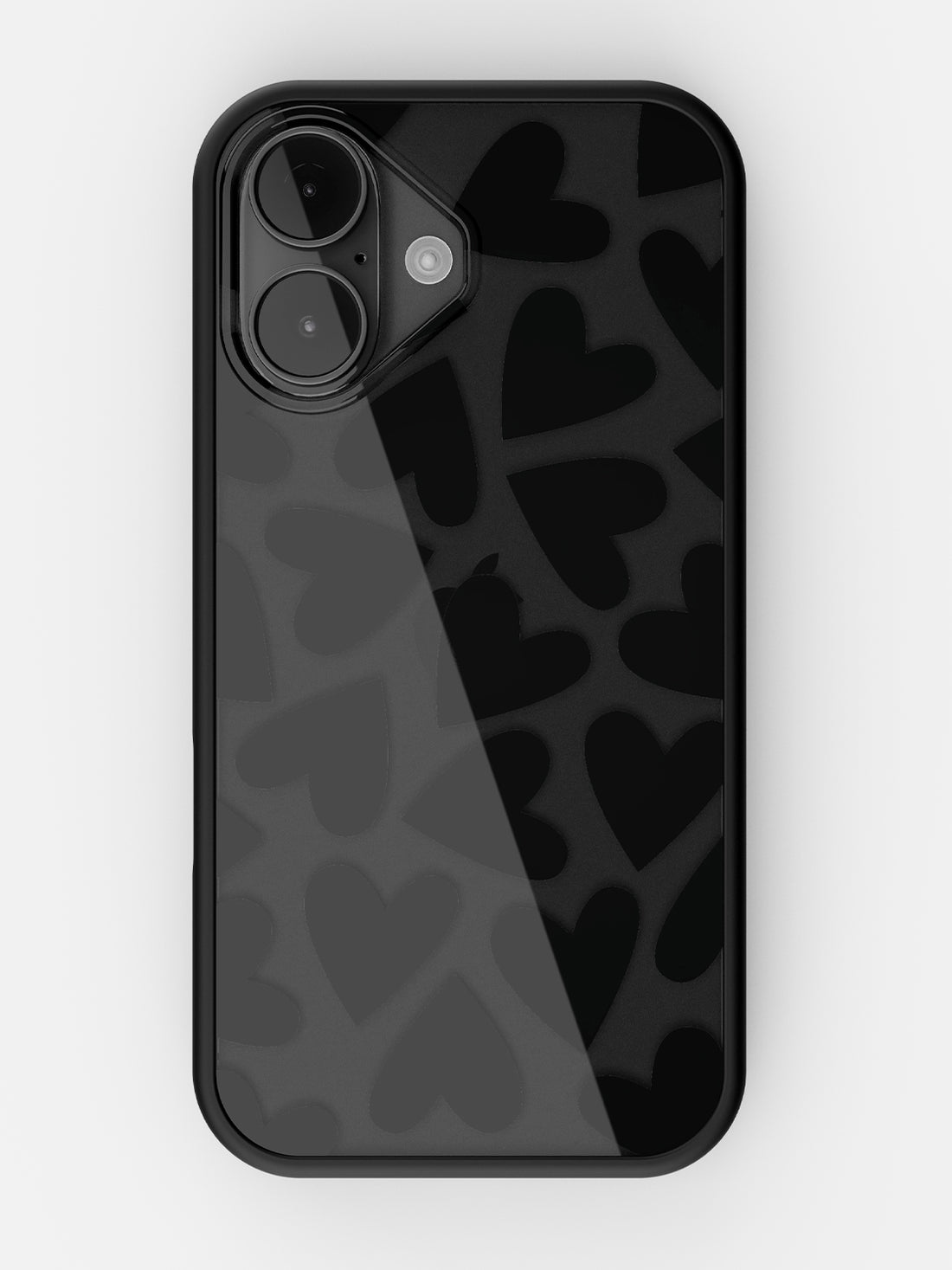 Soft Hearts Printed Clear Case - iPhone 16 (Black)