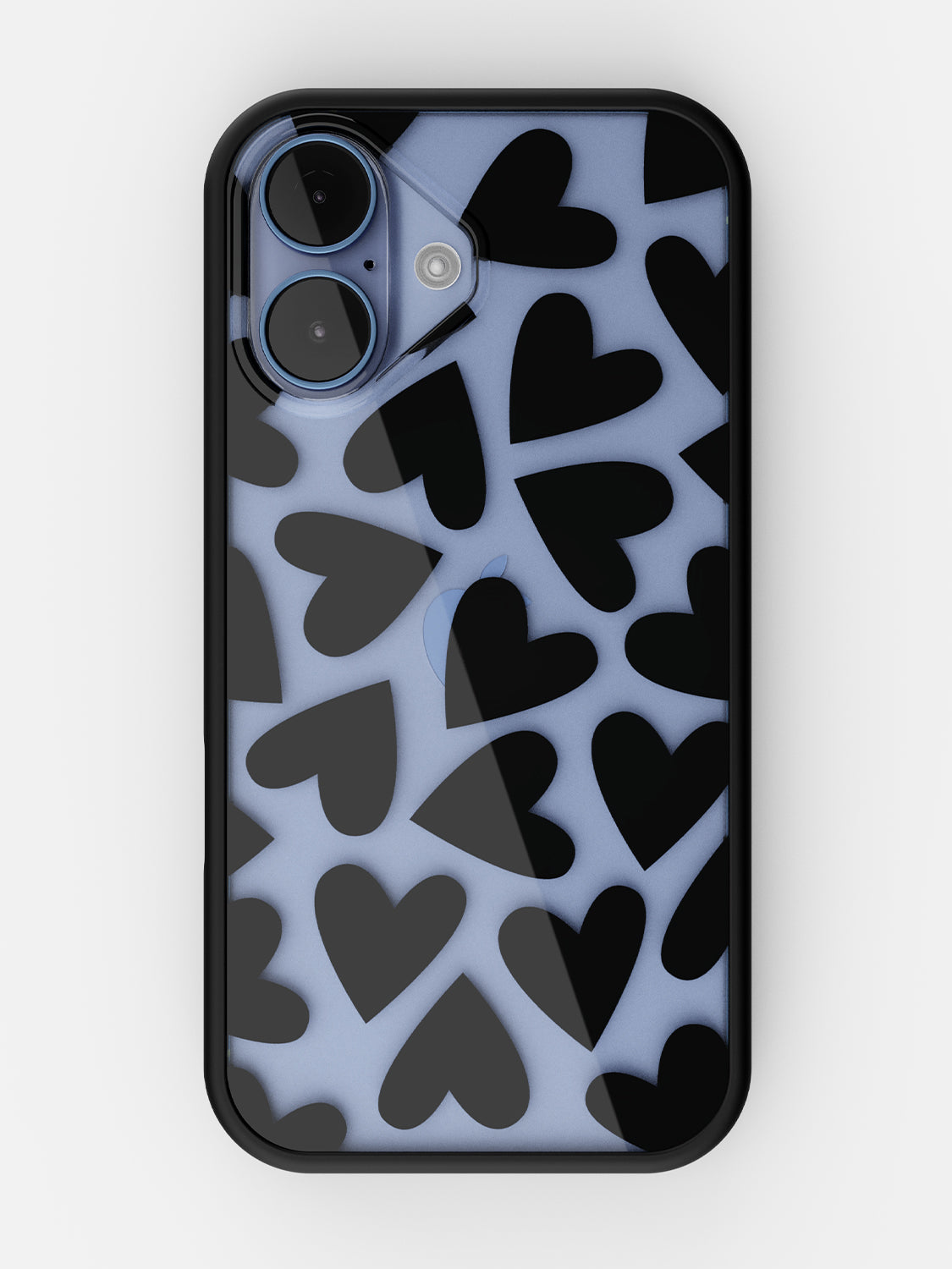 Soft Hearts Printed Clear Case - iPhone 17 (Black)