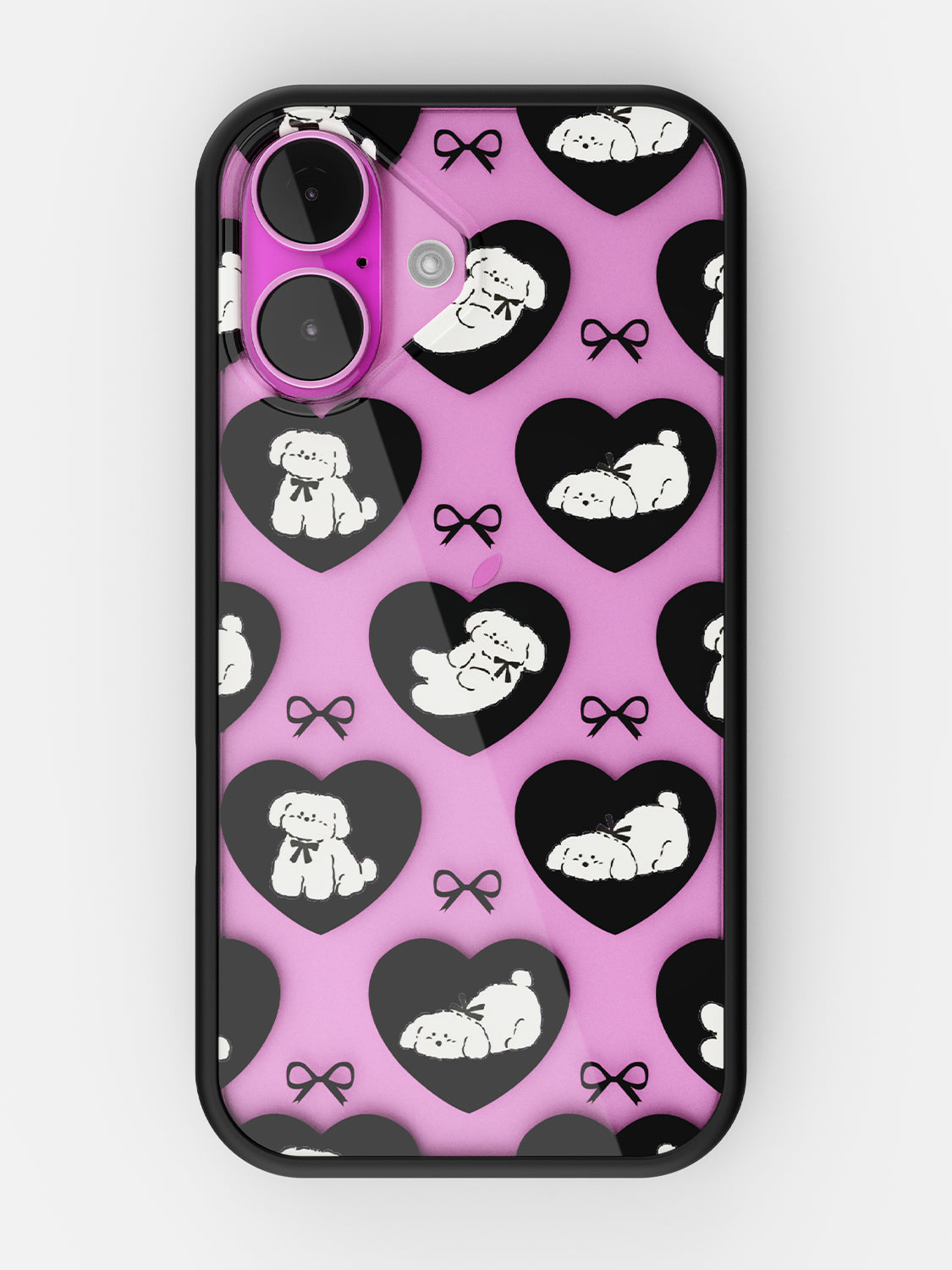 Puppy Love Printed Clear Case - iPhone 16 (Black)