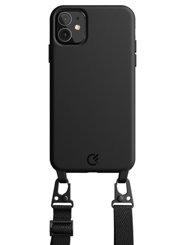 Silicon Crossbody Sling Case - iPhone 11 (Black - Lanyard)