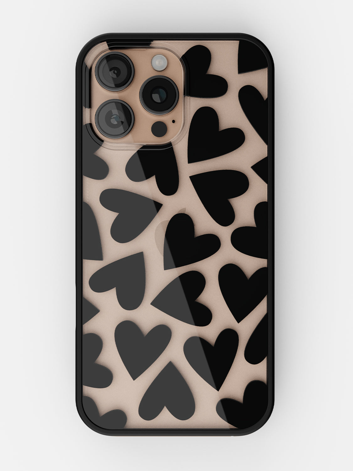 Soft Hearts Printed Clear Case - iPhone 16 Pro (Black)