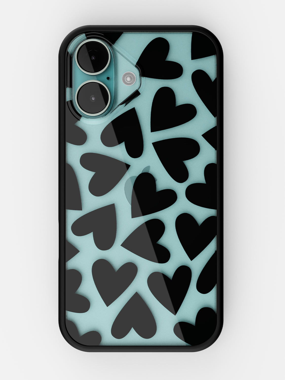Soft Hearts Printed Clear Case - iPhone 16 (Black)