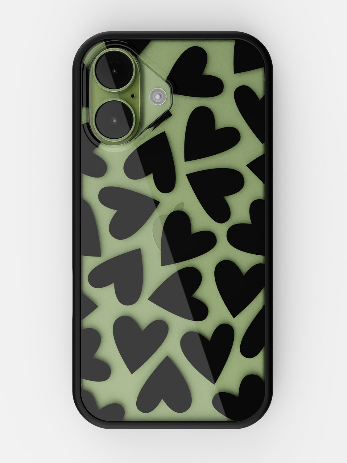 Soft Hearts Printed Clear Case - iPhone 17 (Black)