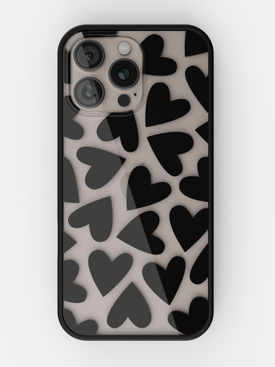 Soft Hearts Printed Clear Case - iPhone 16 Pro (Black)