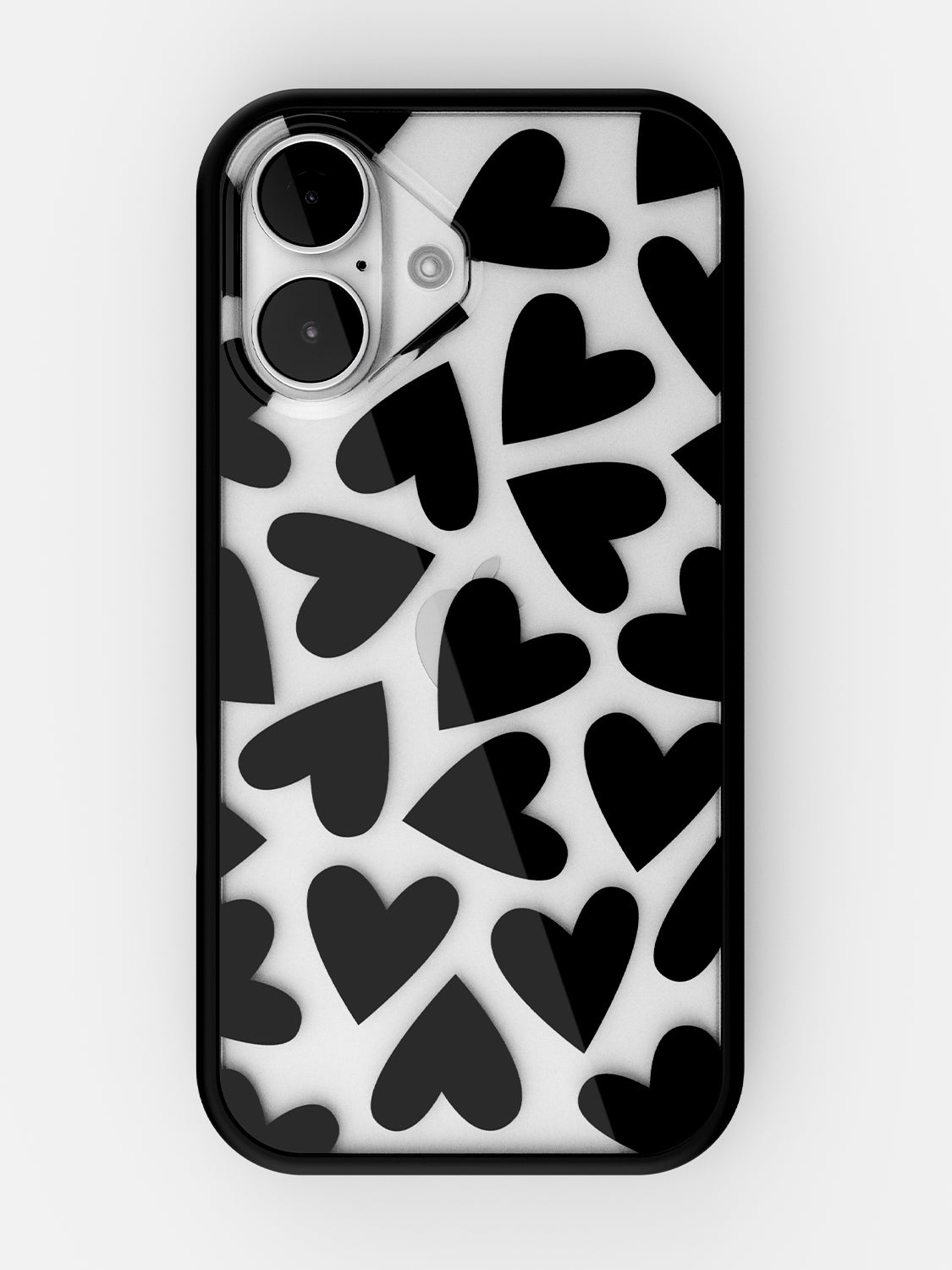 Soft Hearts Printed Clear Case - iPhone 17 (Black)