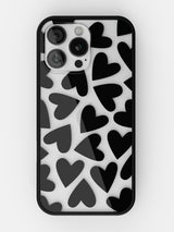Soft Hearts Printed Clear Case - iPhone 16 Pro (Black)