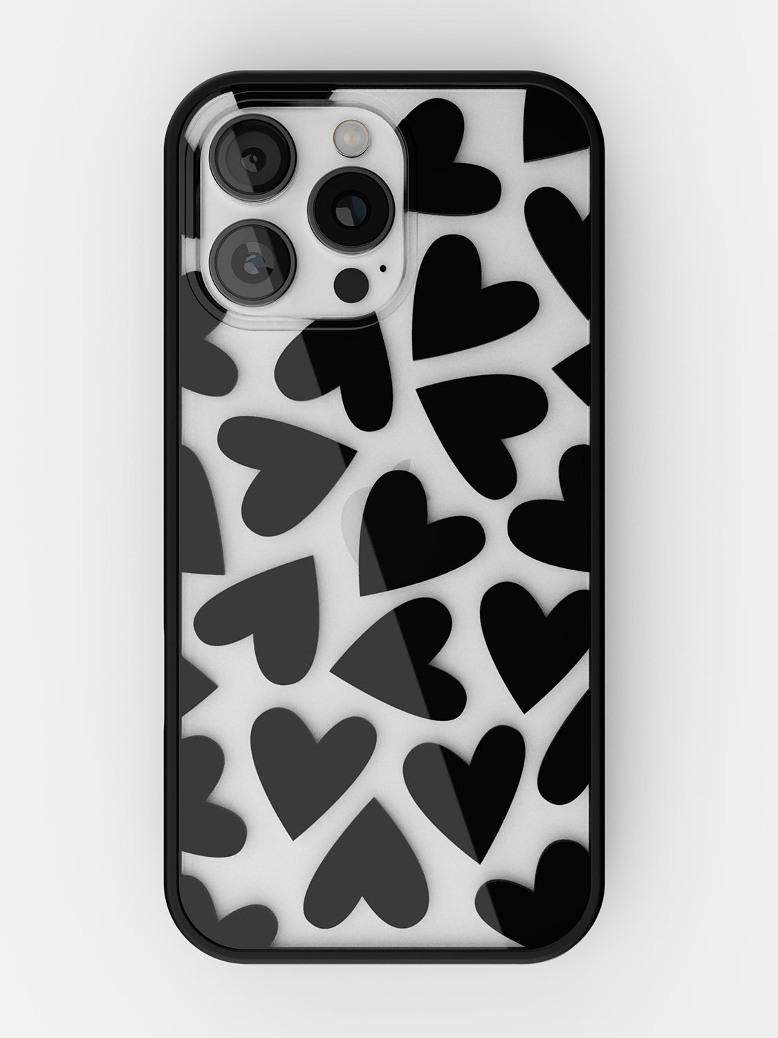 Soft Hearts Printed Clear Case - iPhone 16 Pro (Black)