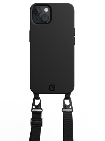 Silicon Crossbody Sling Case - iPhone 13 (Black - Lanyard)