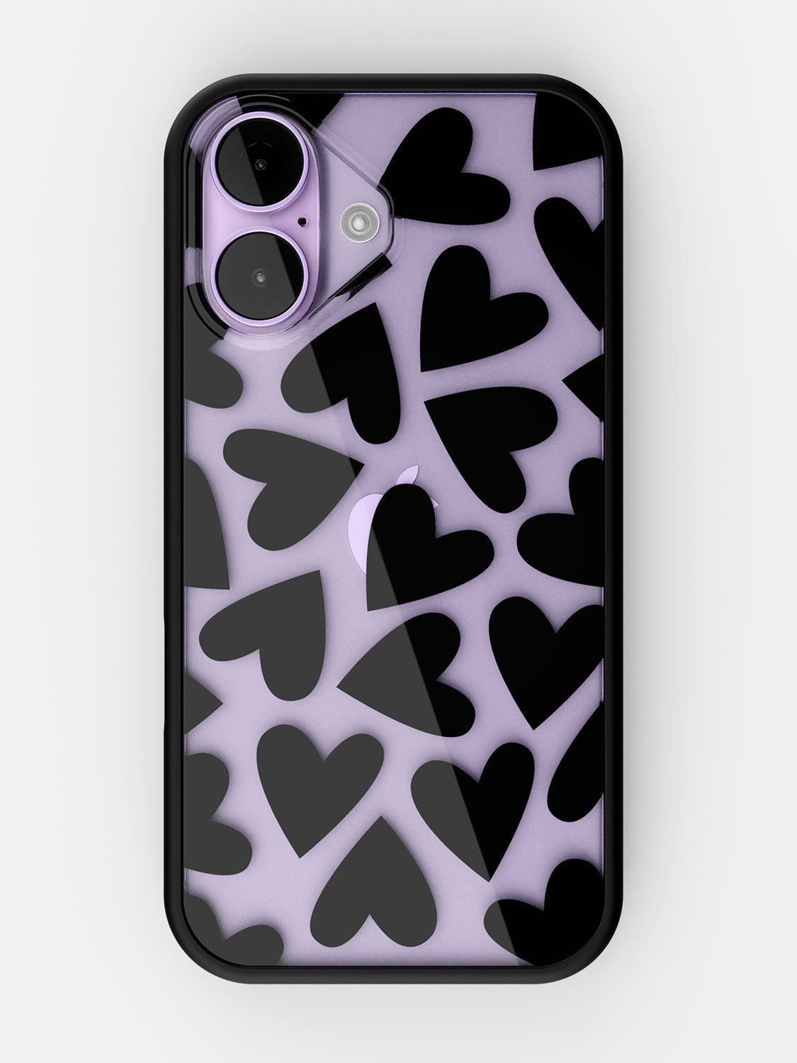 Soft Hearts Printed Clear Case - iPhone 17 (Black)
