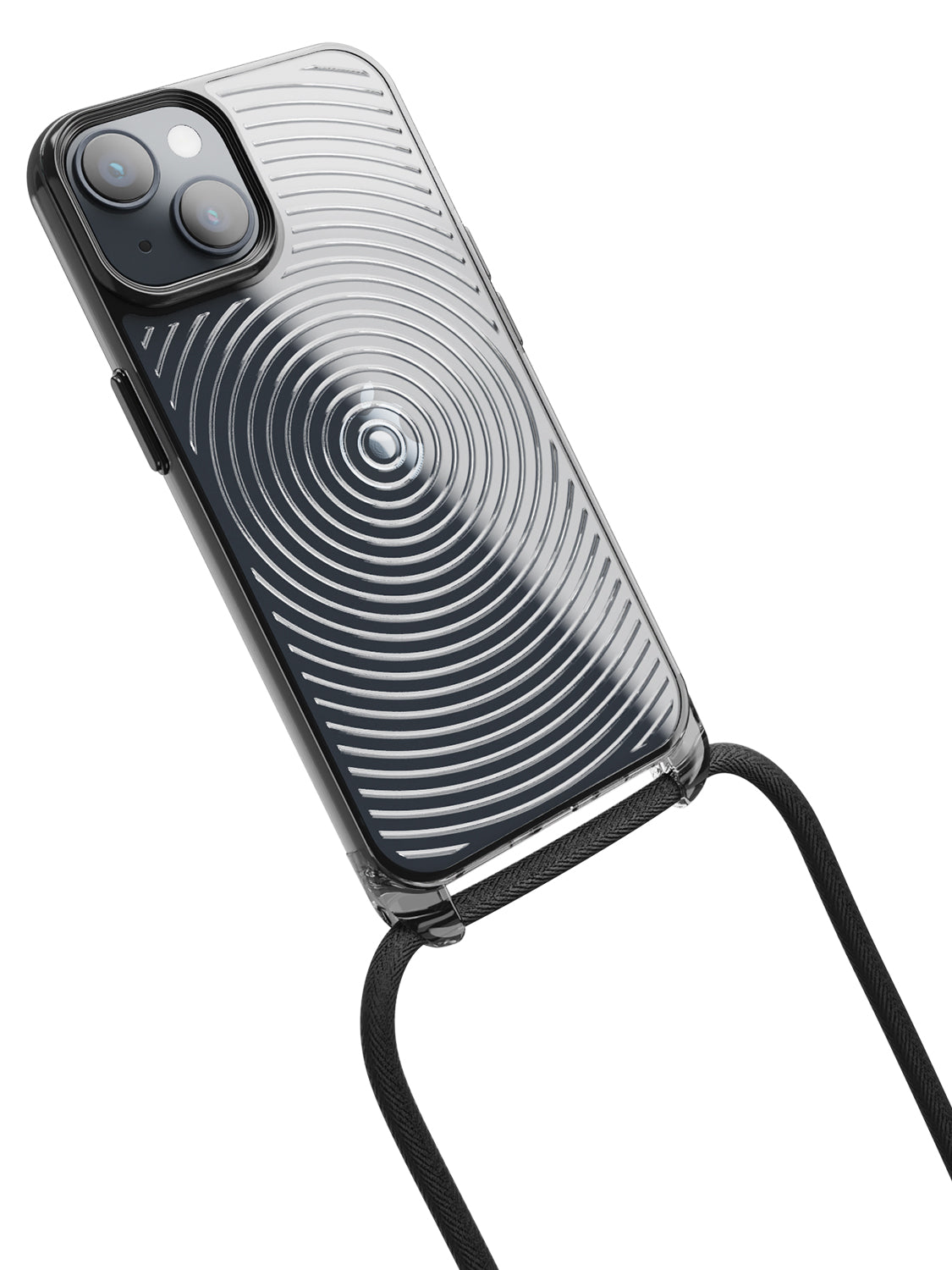 Clear Spiral Crossbody Sling Case - iPhone 14 (Clear - Black)