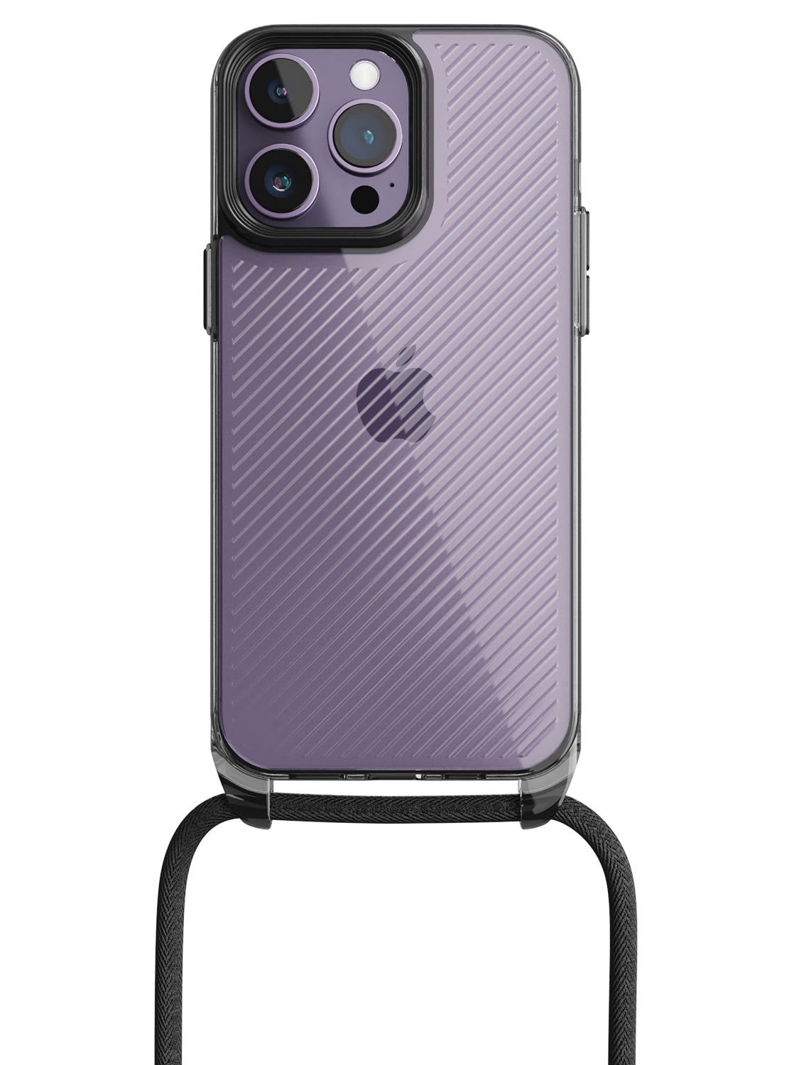 Clear Diagonals Crossbody Sling Case - iPhone 14 Pro Max (Clear - Black)