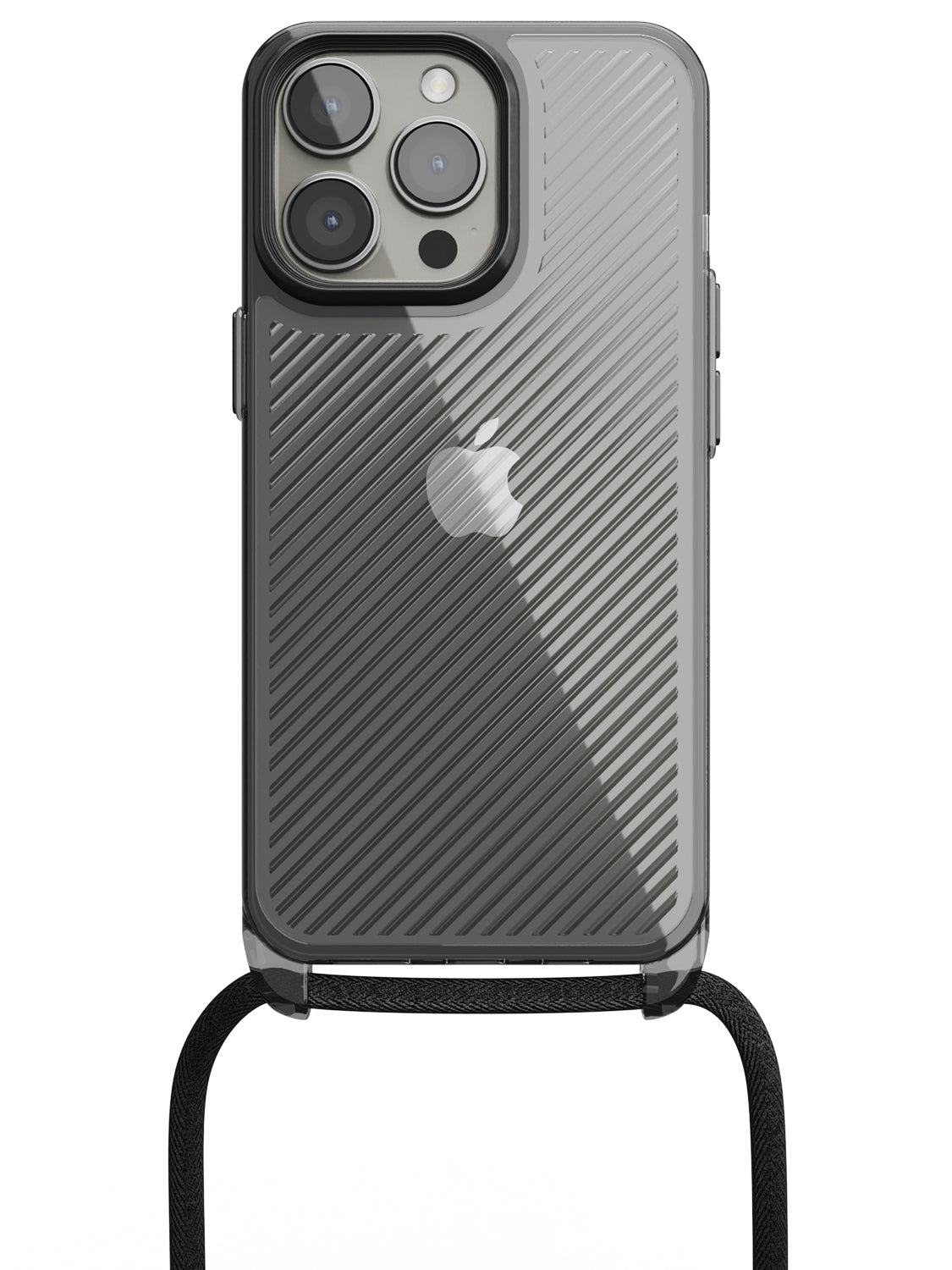 Clear Diagonals Crossbody Sling Case - iPhone 13 Pro (Clear - Black)