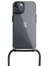 Clear Diagonals Crossbody Sling Case - iPhone 14 (Clear - Black)