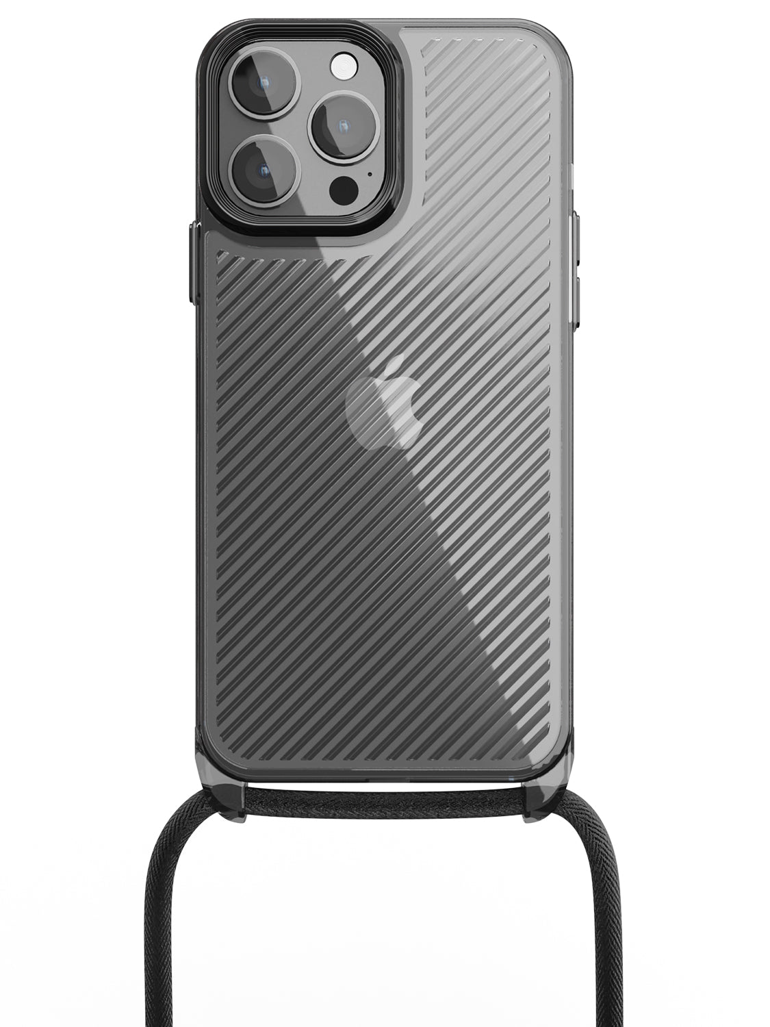Clear Diagonals Crossbody Sling Case - iPhone 13 Pro Max (Clear - Black)