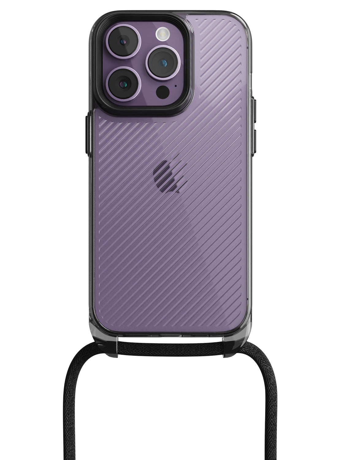 Clear Diagonals Crossbody Sling Case - iPhone 14 Pro (Clear - Black)