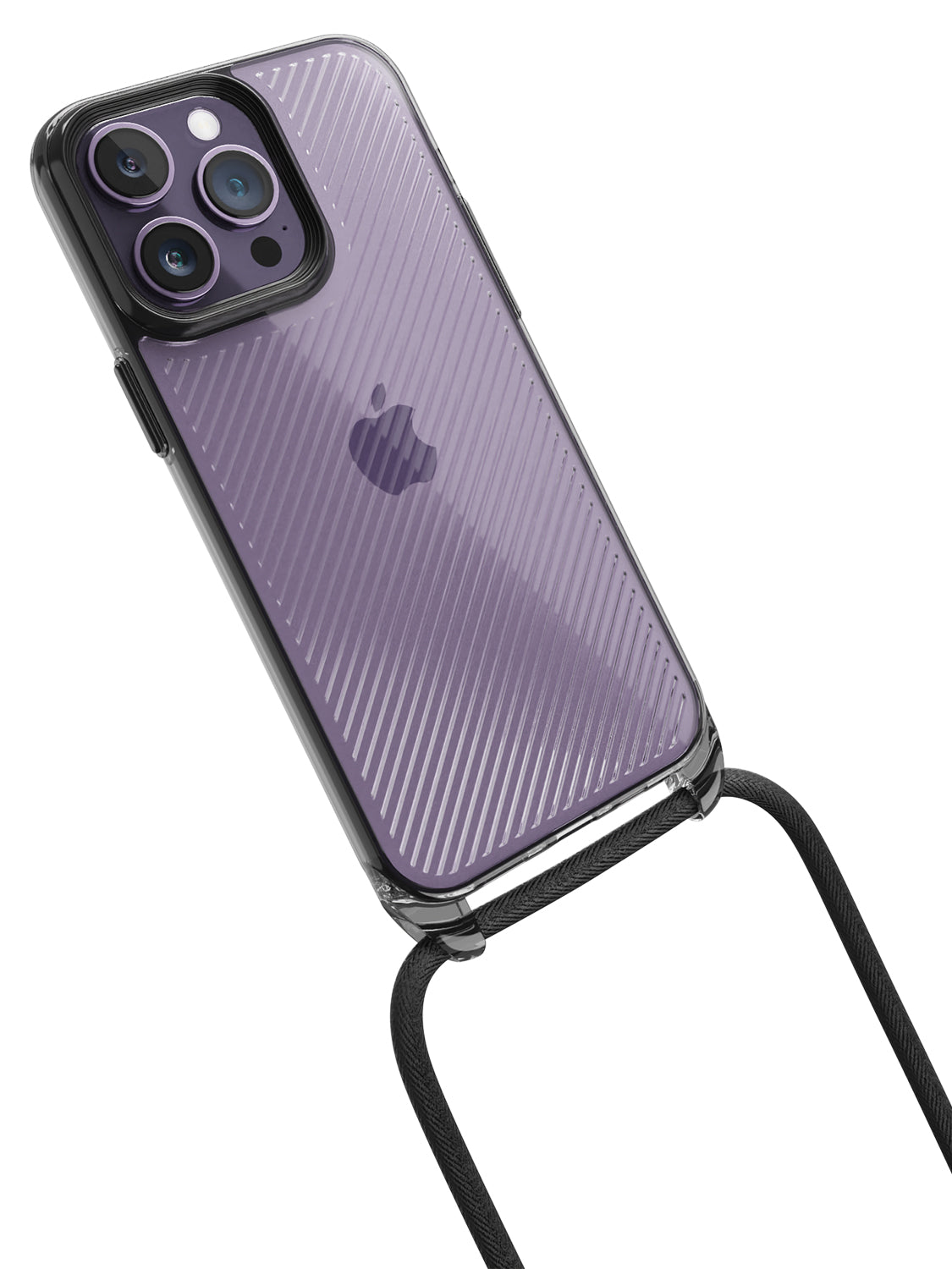 Clear Diagonals Crossbody Sling Case - iPhone 14 Pro Max (Clear - Black)
