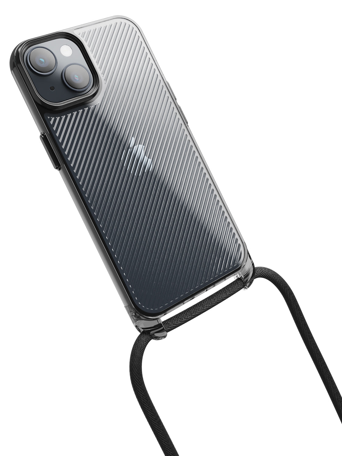 Clear Diagonals Crossbody Sling Case - iPhone 13 (Clear - Black)