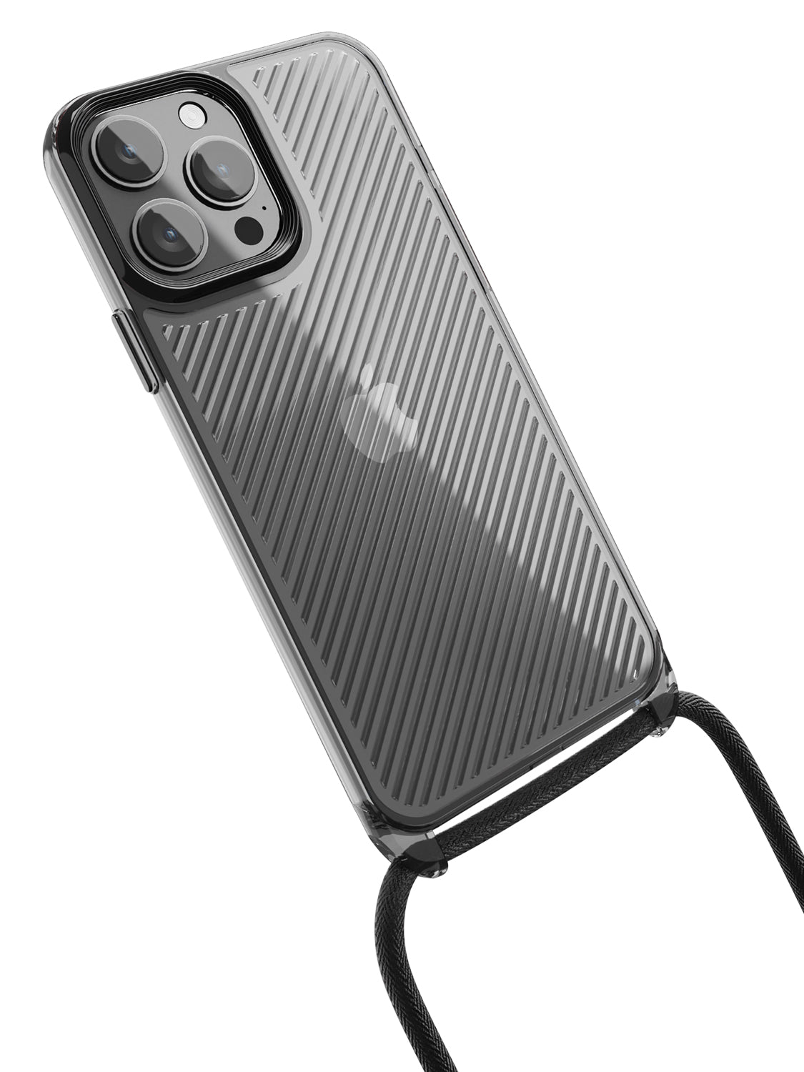 Clear Diagonals Crossbody Sling Case - iPhone 13 Pro Max (Clear - Black)
