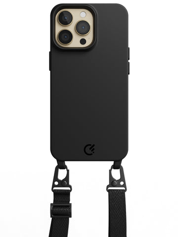 Silicon Crossbody Sling Case - iPhone 13 Pro (Black - Lanyard)