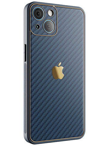 Carbon Leather Chrome Case - iPhone 13 (Navy Blue)