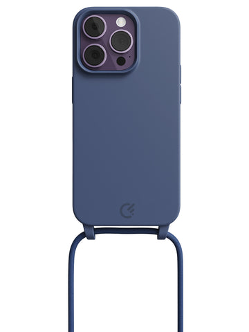 Silicon Crossbody Sling Case - iPhone 14 Pro (Blue - Rope)