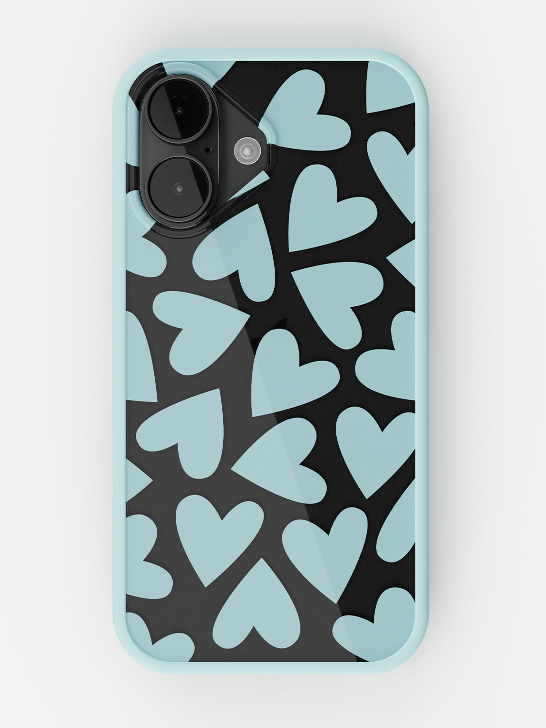 Soft Hearts Printed Clear Case - iPhone 17 (Light Blue)