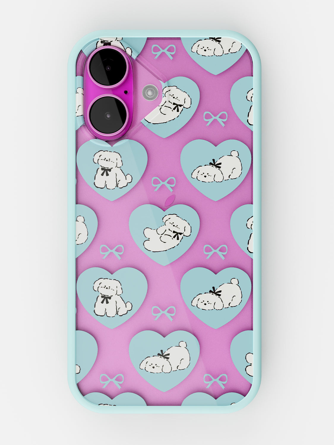 Puppy Love Printed Clear Case - iPhone 16 (Light Blue)