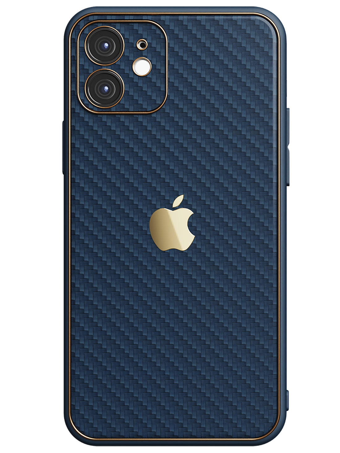 Carbon Leather Chrome Case - iPhone 12 (Navy Blue)