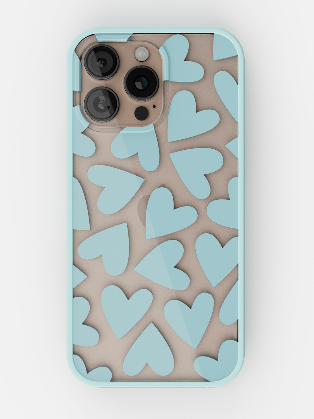 Soft Hearts Printed Clear Case - iPhone 16 Pro (Light Blue)