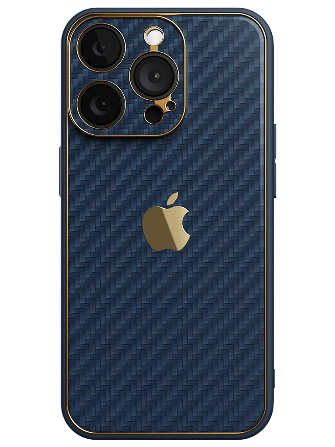 Carbon Leather Chrome Case - iPhone 14 Pro (Navy Blue)