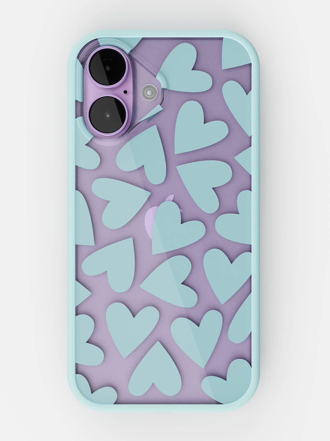 Soft Hearts Printed Clear Case - iPhone 17 (Light Blue)