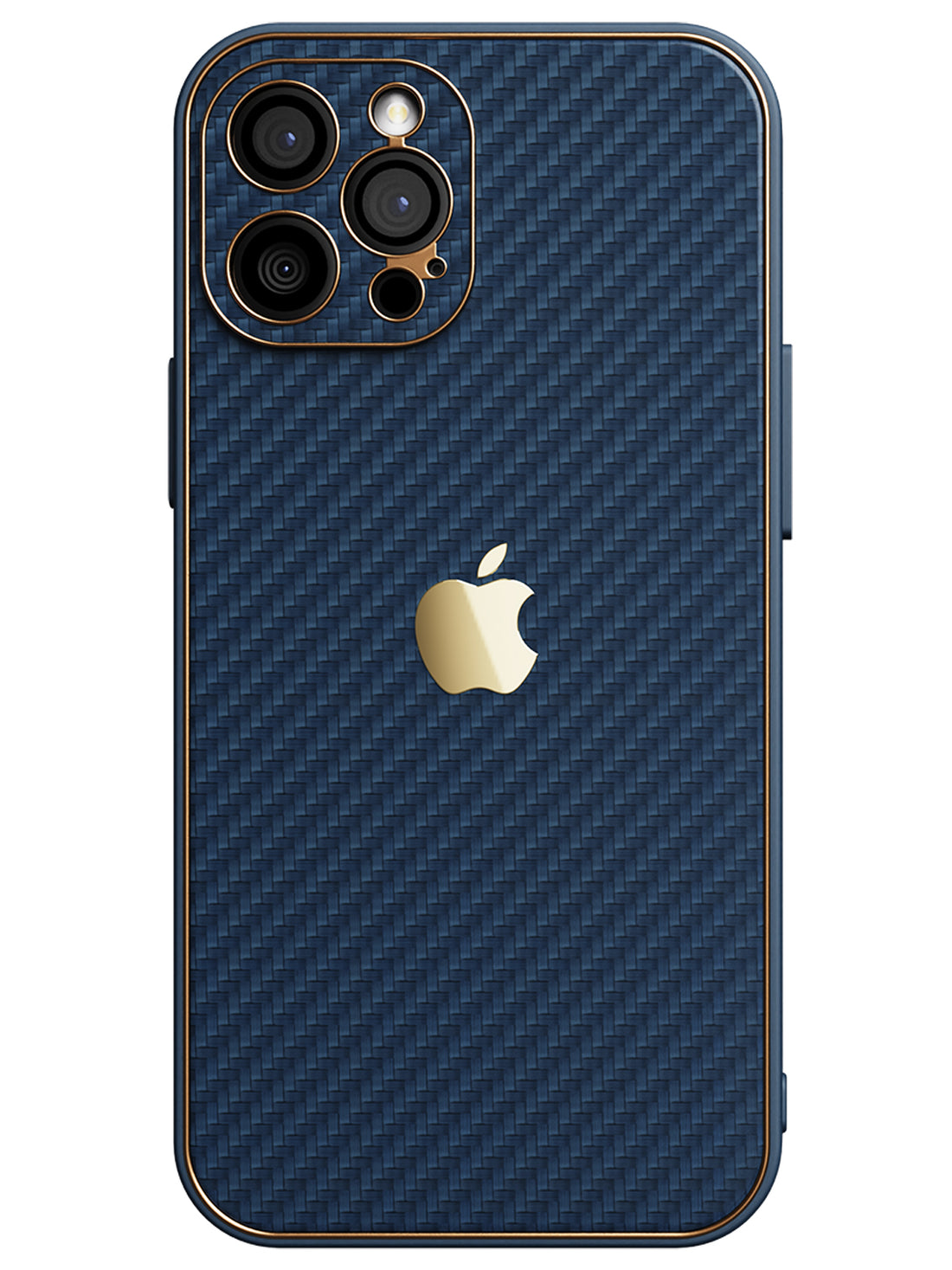 Carbon Leather Chrome Case - iPhone 12 Pro Max (Navy Blue)