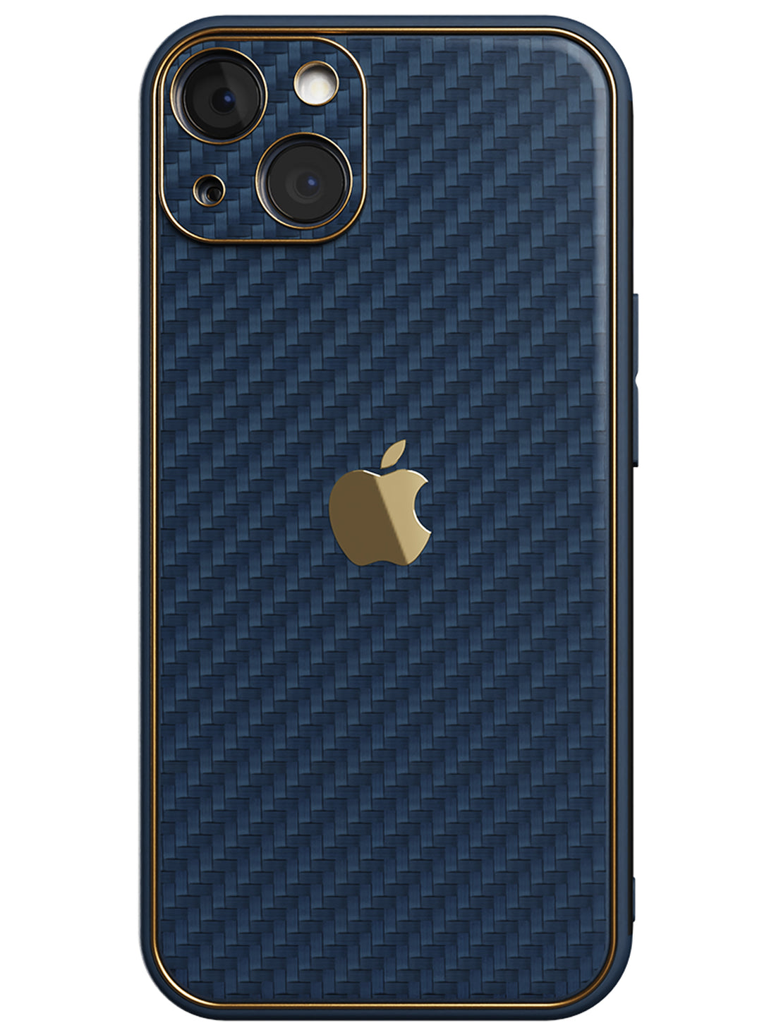 Carbon Leather Chrome Case - iPhone 14 (Navy Blue)
