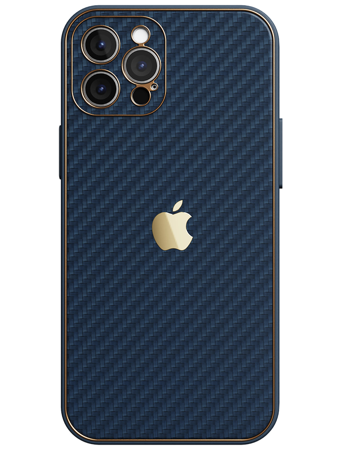 Carbon Leather Chrome Case - iPhone 12 Pro (Navy Blue)