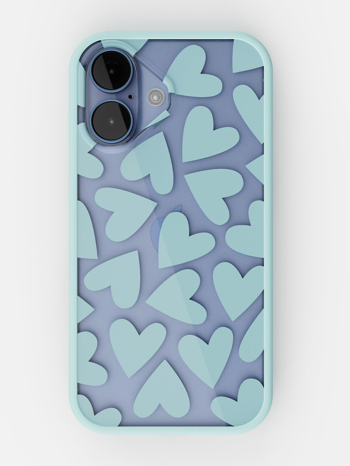 Soft Hearts Printed Clear Case - iPhone 17 (Light Blue)