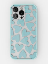 Soft Hearts Printed Clear Case - iPhone 16 Pro (Light Blue)