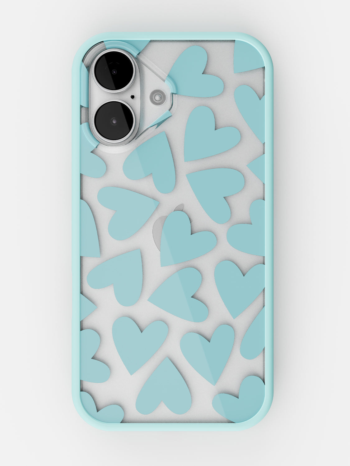 Soft Hearts Printed Clear Case - iPhone 17 (Light Blue)
