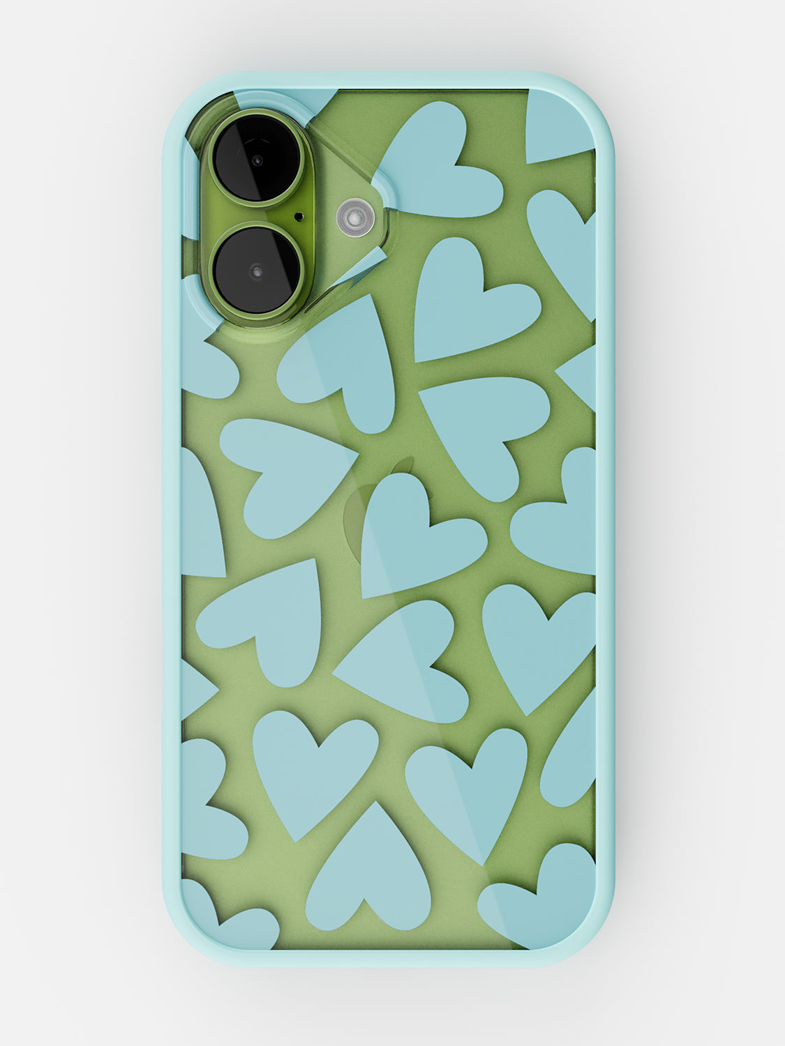 Soft Hearts Printed Clear Case - iPhone 17 (Light Blue)