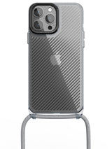 Clear Diagonals Crossbody Sling Case - iPhone 13 Pro Max (Clear - Blue)