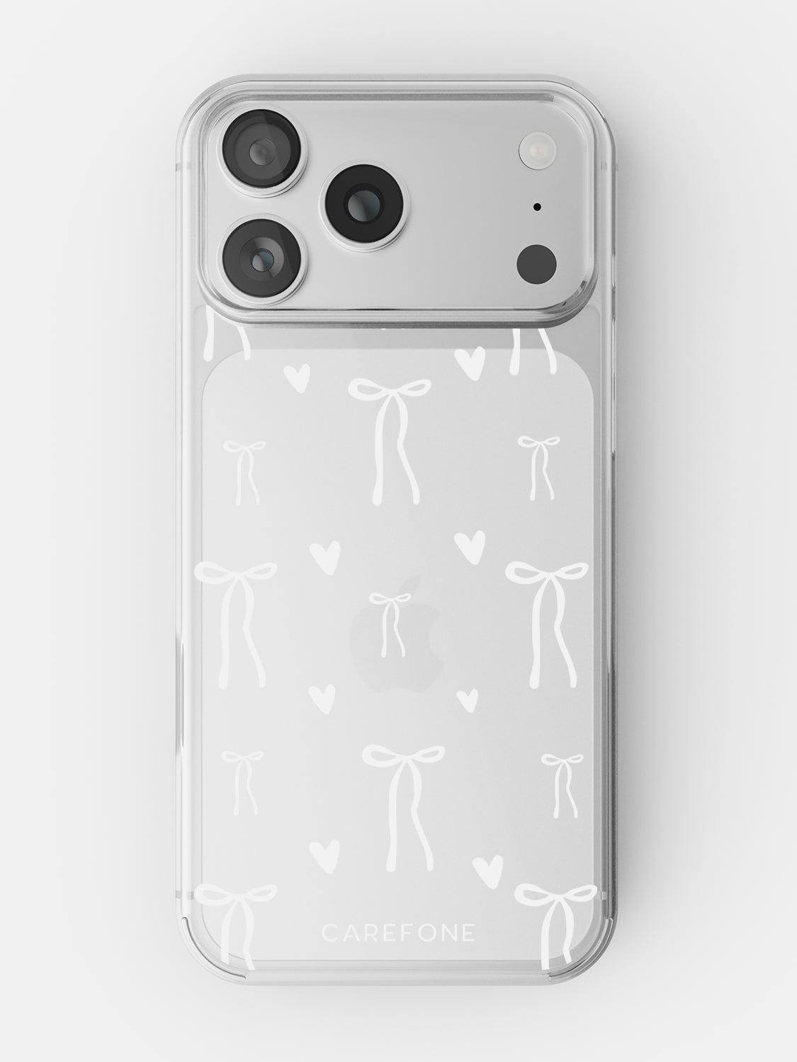 Hearts & Bows Motif Clear Case - iPhone 16 (Clear)