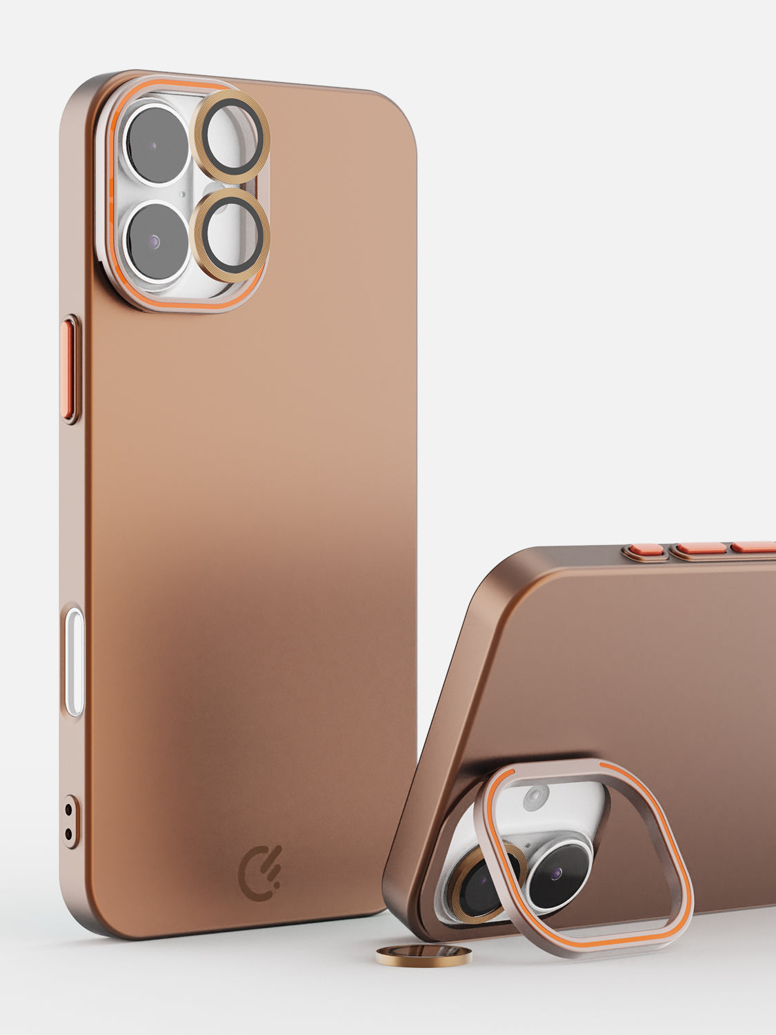 Solid Shade Snap Hard Case with Lens Guard & Stand - iPhone 16 Plus (Brown)