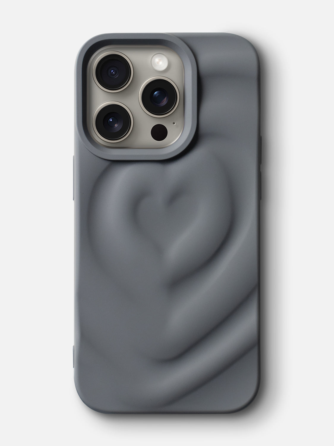 3D Heart Ripple Flexible Case - iPhone 14 (Matte Gray)