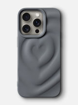3D Heart Ripple Flexible Case - iPhone 14 Pro Max (Matte Gray)