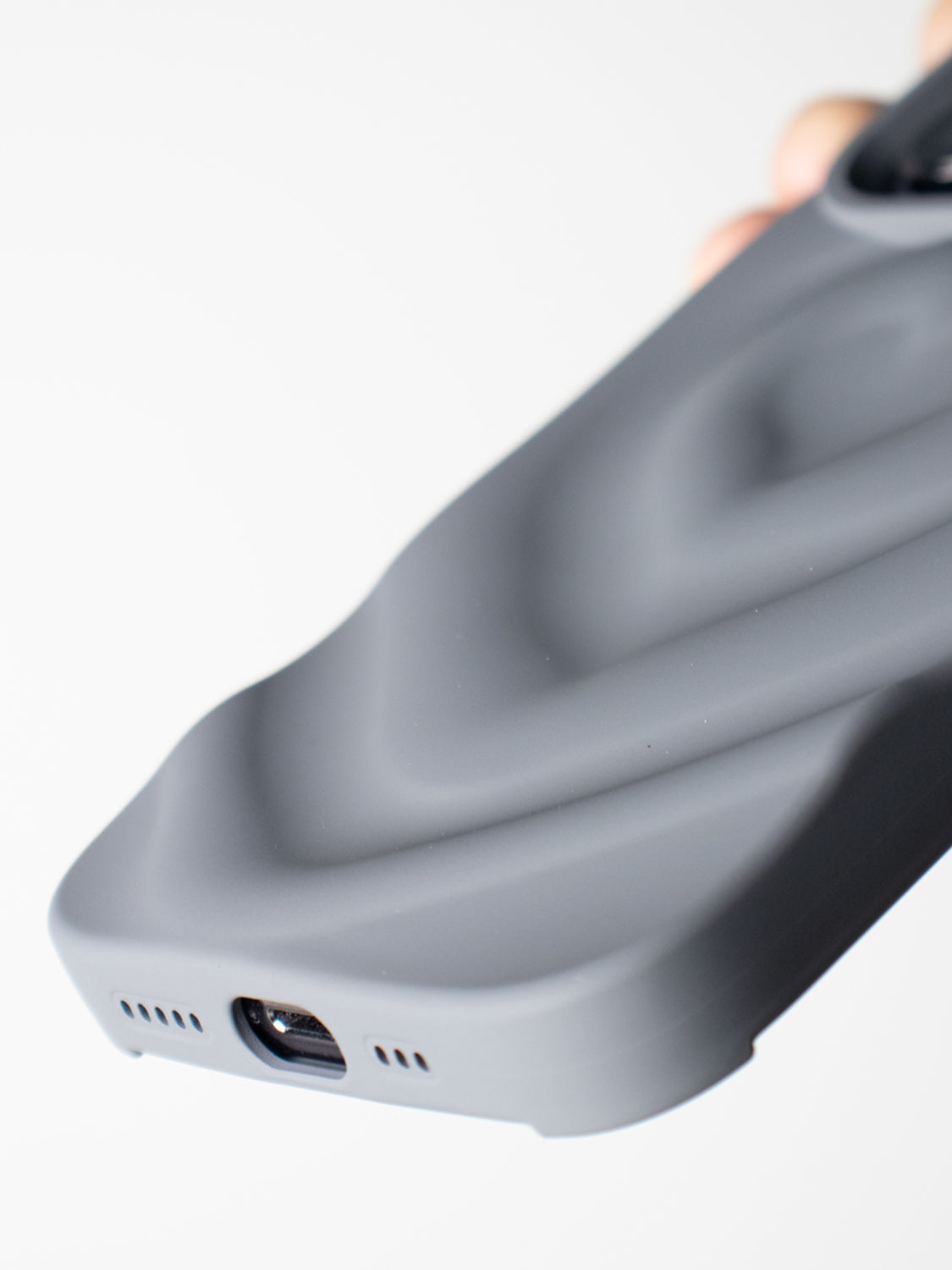 3D Heart Ripple Flexible Case - iPhone 14 Pro Max (Matte Gray)