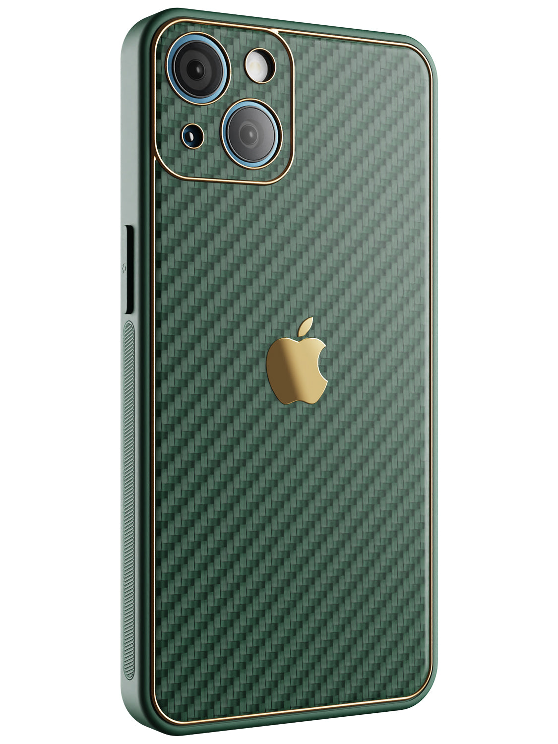 Green Carbon Leather Chrome Case for iPhone 13