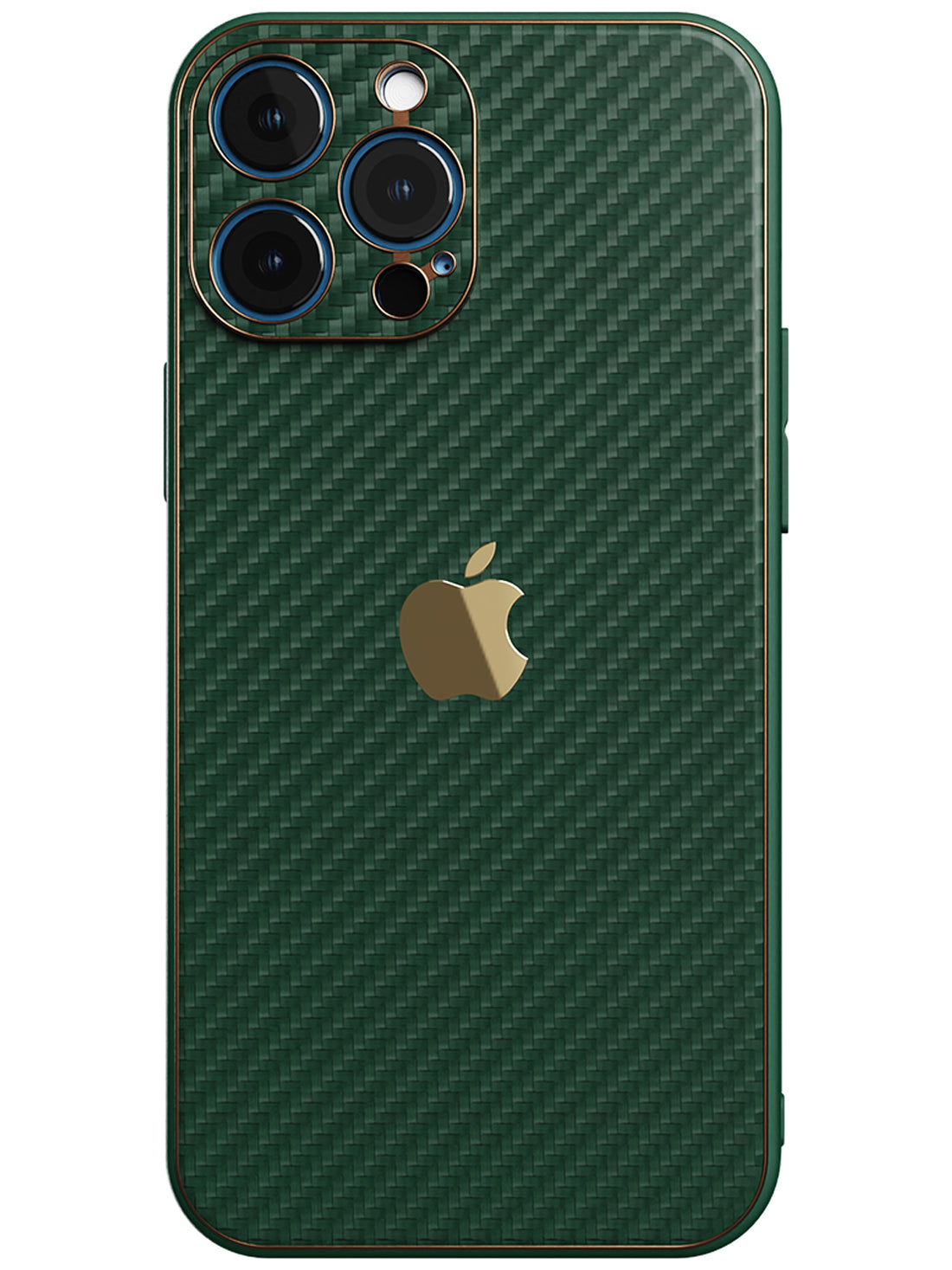 Carbon Leather Chrome Case - iPhone 13 Pro Max (Green)