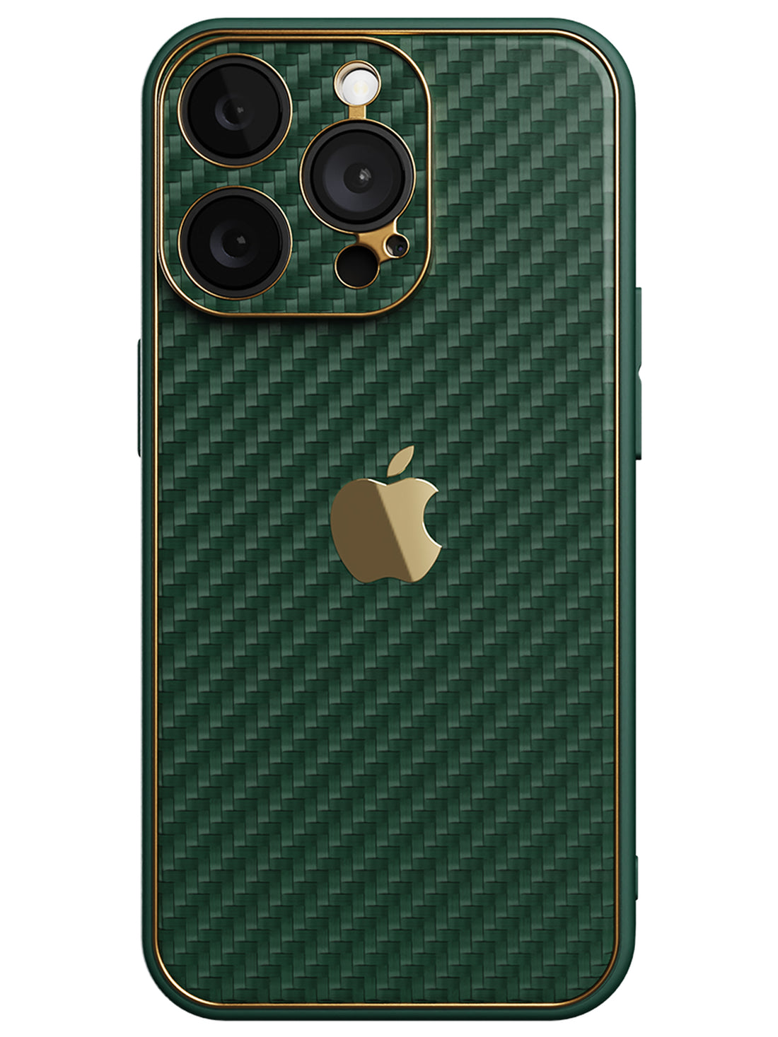 Carbon Leather Chrome Case - iPhone 14 Pro (Green)